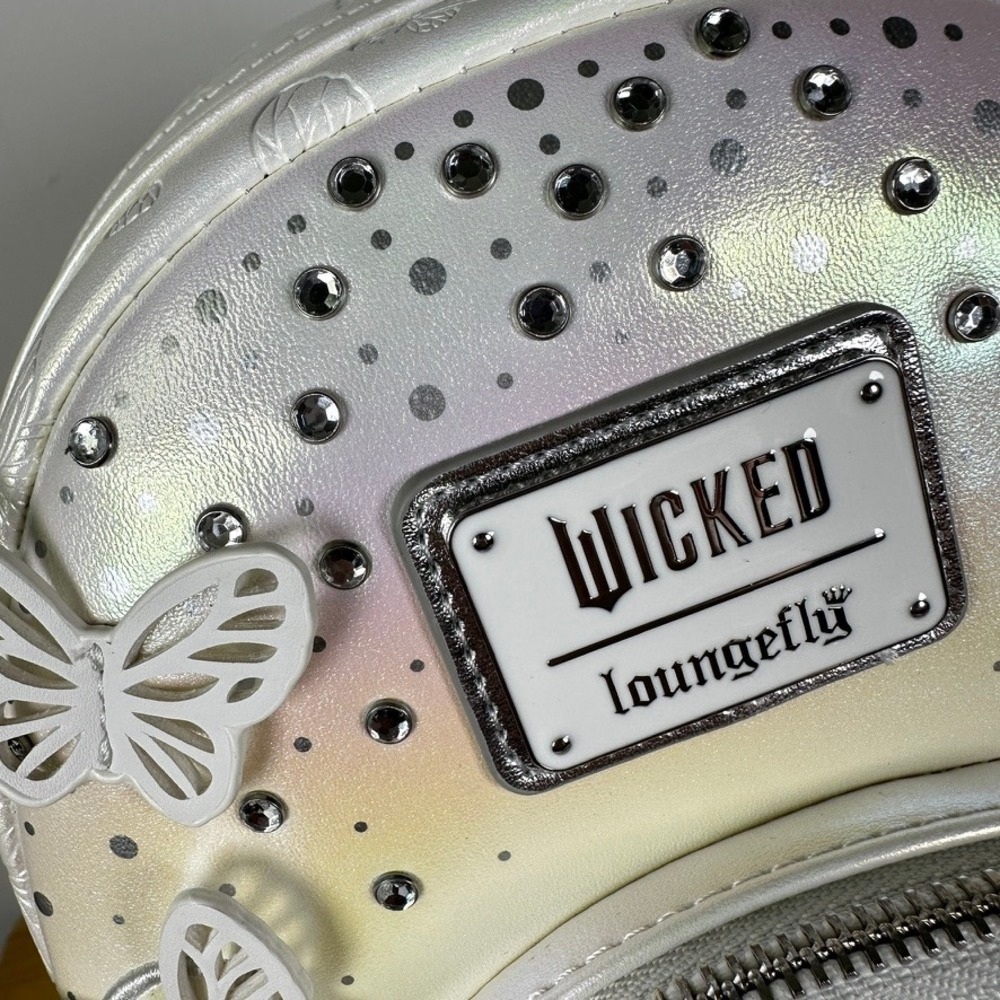 Loungefly Wicked for Good Glinda Bubble Mini Backpack White Iridescent Butterfly - Picture 2 of 13